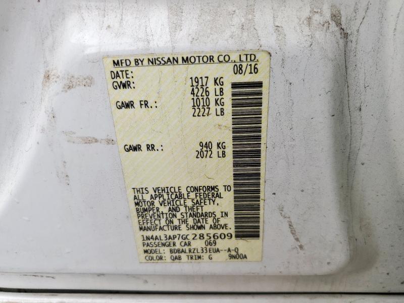 1N4AL3AP7GC285609 - 2016 NISSAN ALTIMA 2.5 Ақ фото 12