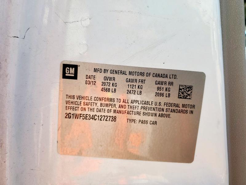 2G1WF5E34C1272738 - 2012 CHEVROLET IMPALA LS 白色 照片 12