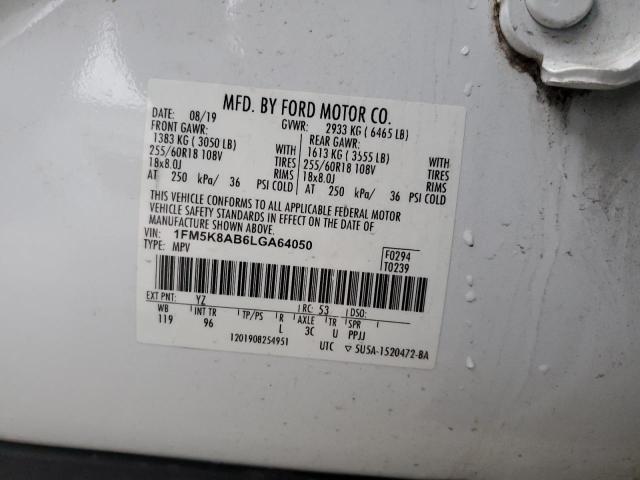 1FM5K8AB6LGA64050 - 2020 FORD EXPLORER POLICE INTERCEPTOR 白色 照片 14