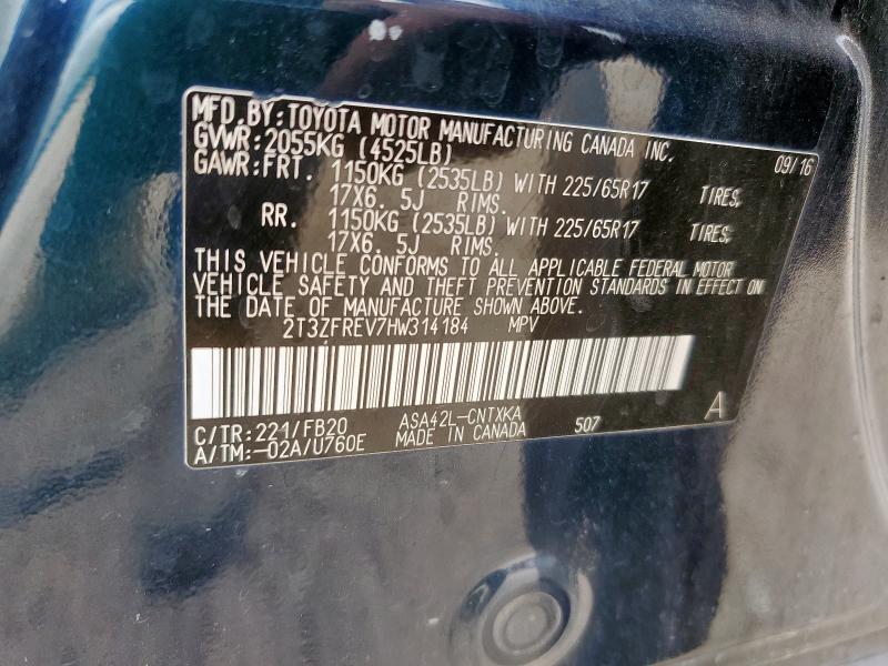 2T3ZFREV7HW314184 - 2017 TOYOTA RAV4 LE Зелений фото 13