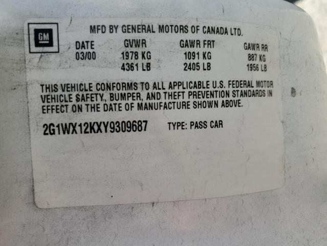 2G1WX12KXY9309687 - 2000 CHEVROLET MONTE CARL SS 白色 照片 13