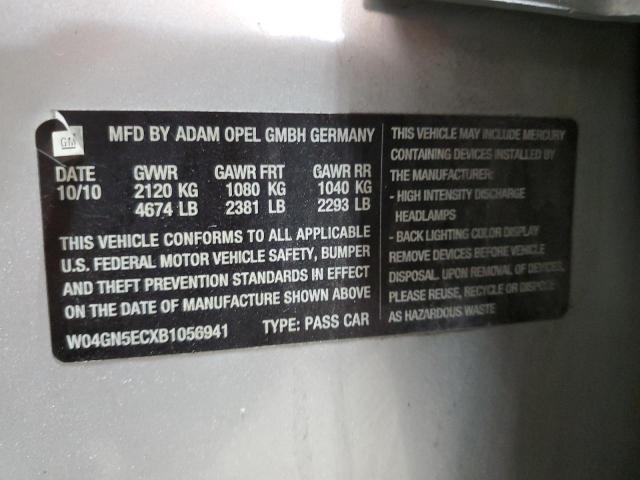 W04GN5ECXB1056941 - 2011 BUICK REGAL CXL SILVER photo 12