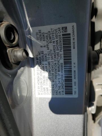 2HGFC2F8XLH595869 - 2020 HONDA CIVIC SPORT SILVER photo 12