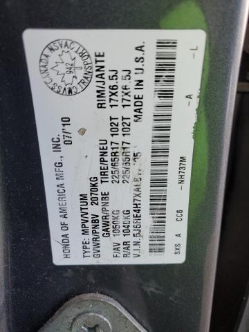 5J6RE4H7XAL817195 - 2010 HONDA CR-V EXL GRAY photo 13