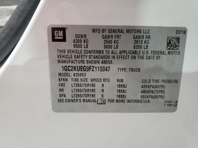1GC2KUEG9FZ110047 - 2015 CHEVROLET SILVERADO K2500 HEAVY DUTY WHITE photo 12