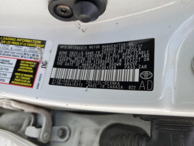 2T1BURHEXHC861589 - 2017 TOYOTA COROLLA L WHITE photo 13