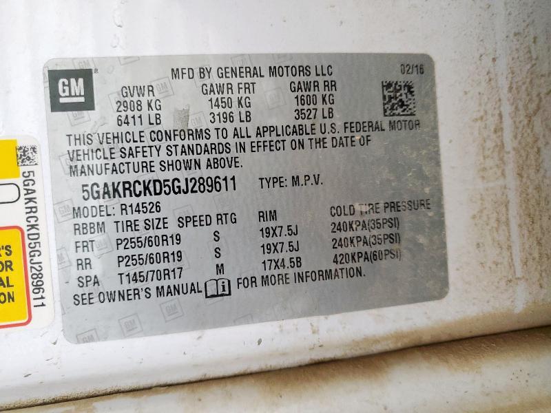 5GAKRCKD5GJ289611 - 2016 BUICK ENCLAVE SILVER photo 14