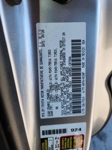 3TYSZ5AN2LT007351 - 2020 TOYOTA TACOMA ACCESS CAB 银色 照片 12