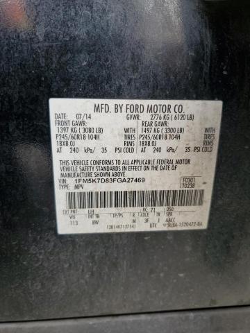 1FM5K7D83FGA27469 - 2015 FORD EXPLORER XLT 黑色 照片 13