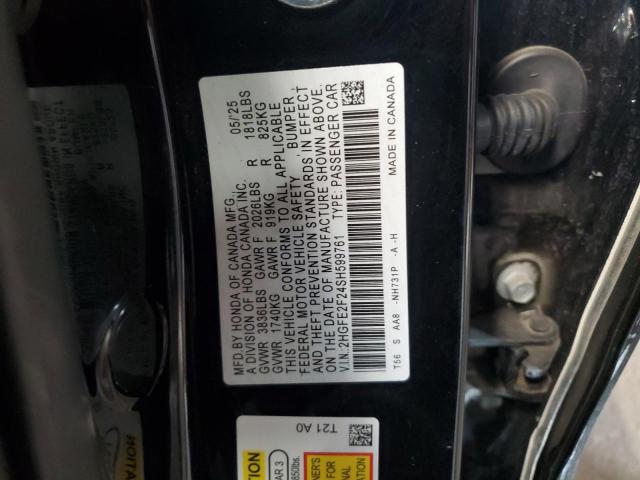 2HGFE2F24SH599761 - 2025 HONDA CIVIC LX Սև լուսանկար 13