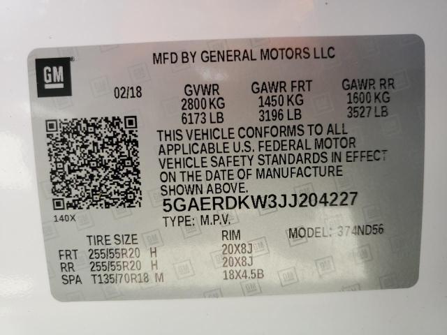 5GAERDKW3JJ204227 - 2018 BUICK ENCLAVE AVENIR თეთრი ფოტო 13