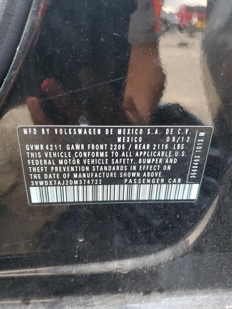 3VWDX7AJ2DM374722 - 2013 VOLKSWAGEN JETTA SE Czarny zdjęcie 13