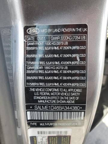 SALME1D46BA344380 - 2011 LAND ROVER RANGE ROVE HSE GRAY photo 13