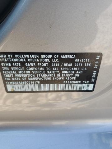 1VWBH7A36EC016175 - 2014 VOLKSWAGEN PASSAT SE 银色 照片 12