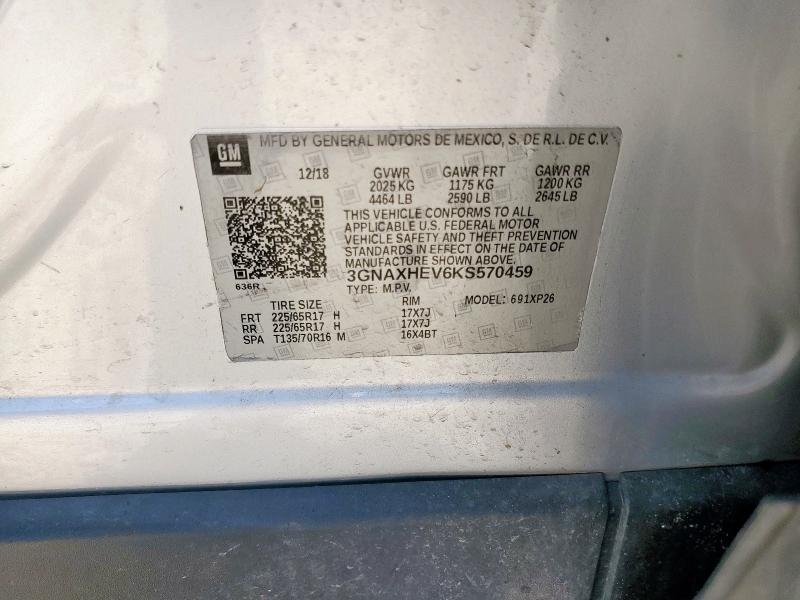 3GNAXHEV6KS570459 - 2019 CHEVROLET EQUINOX LS SILVER photo 13