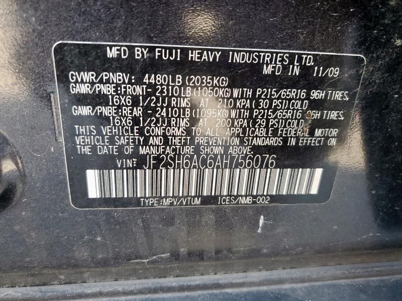 JF2SH6AC6AH756076 - 2010 SUBARU FORESTER 2.5X Gris foto 14