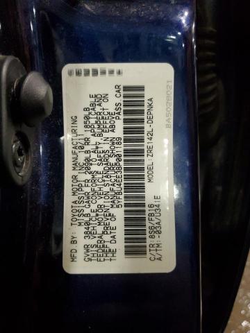 5YFBU4EE3BP001189 - 2011 TOYOTA COROLLA BASE BLUE photo 12