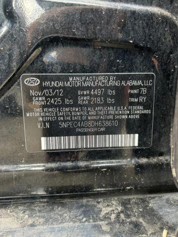 5NPEC4AB8DH638610 - 2013 HYUN SONATA SE Қара фото 10