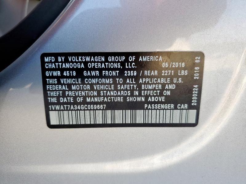 1VWAT7A34GC059667 - 2016 VOLKSWAGEN PASSAT S Gümüş foto 13