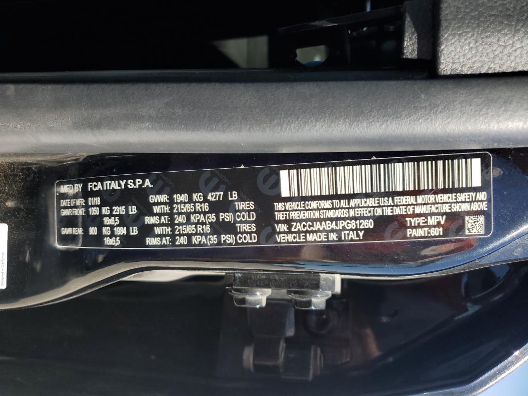 ZACCJAAB4JPG81260 - 2018 JEEP RENEGADE SPORT Schwarz Foto 14