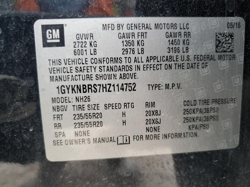 1GYKNBRS7HZ114752 - 2017 CADILLAC XT5 LUXURY BLACK photo 14