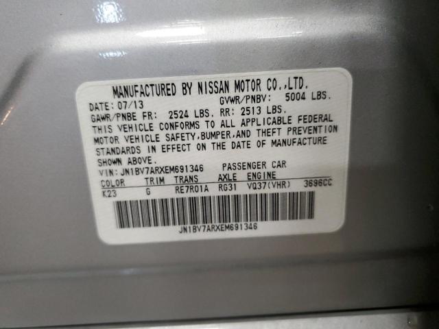 JN1BV7ARXEM691346 - 2014 INFINITI Q50 BASE 灰色 照片 12