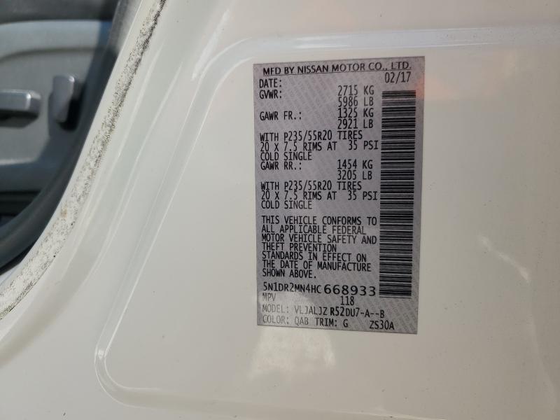 5N1DR2MN4HC668933 - 2017 NISSAN PATHFINDER S WHITE photo 13