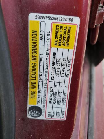 2G2WP552661204168 - 2006 PONTIAC GRAND PRIX 红色 照片 12