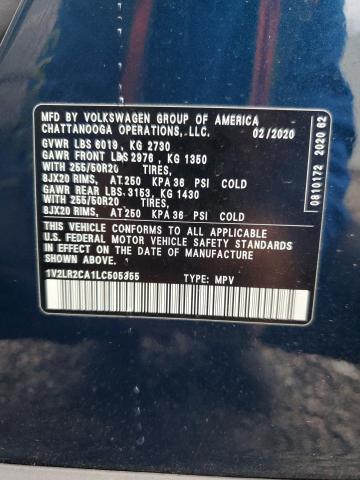 1V2LR2CA1LC505355 - 2020 VOLKSWAGEN ATLAS SE Niebieski zdjęcie 14