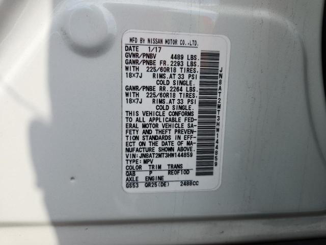 JN8AT2MT3HW144859 - 2017 NISSAN ROGUE S WHITE photo 13