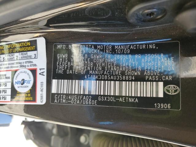 4T1BK3DB5AU358894 - 2010 TOYOTA AVALON XL BLACK photo 13