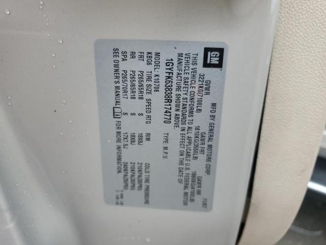 1GYFK63838R174770 - 2008 CADILLAC ESCALADE LUXURY კრემისფერი ფოტო 14