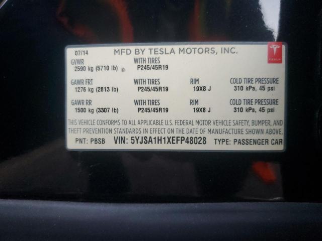 5YJSA1H1XEFP48028 - 2014 TESLA MODEL S Սև լուսանկար 12