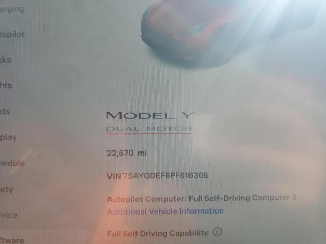 7SAYGDEF6PF616366 - 2023 TESLA MODEL Y RED photo 9