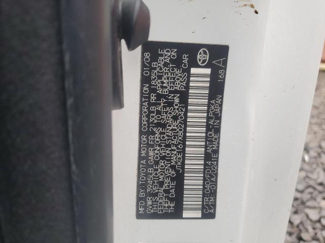 JTKDE167X80270421 - 2008 TOYOTA SCION TC 白色 照片 12