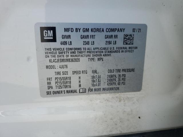 KL4CJESMXMB362820 - 2021 BUICK ENCORE PREFERRED WHITE photo 13