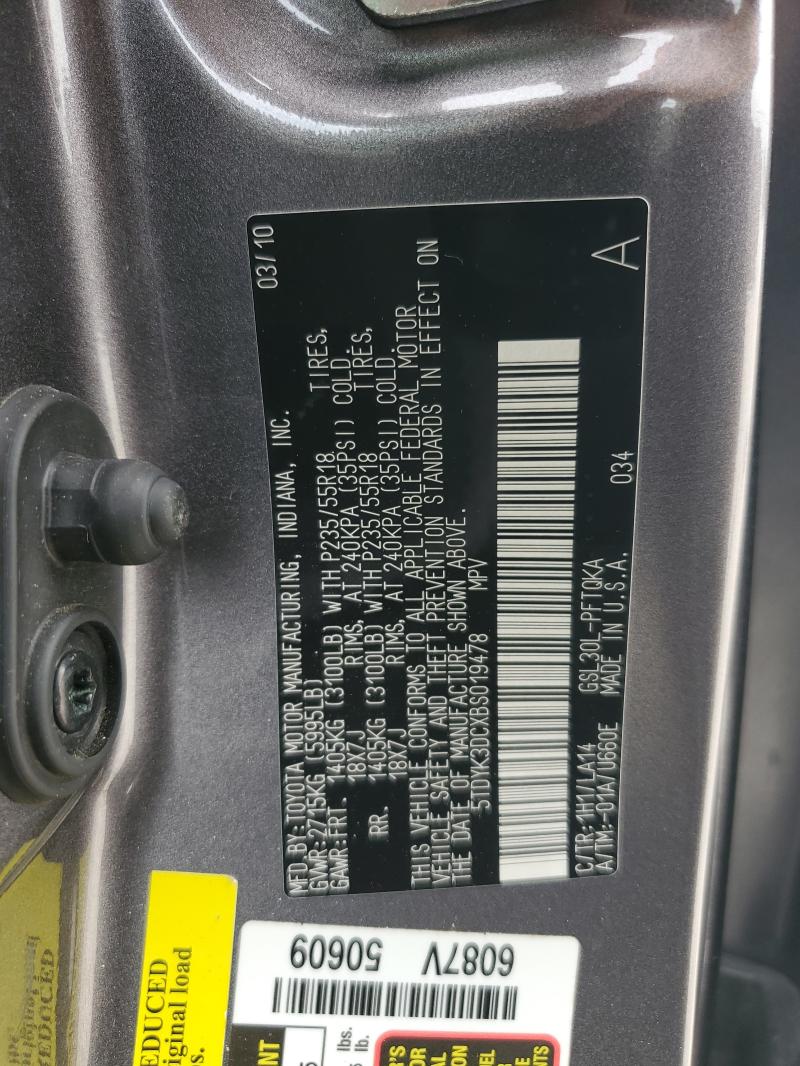 5TDYK3DCXBS019478 - 2011 TOYOTA SIENNA XLE Graphite photo 13