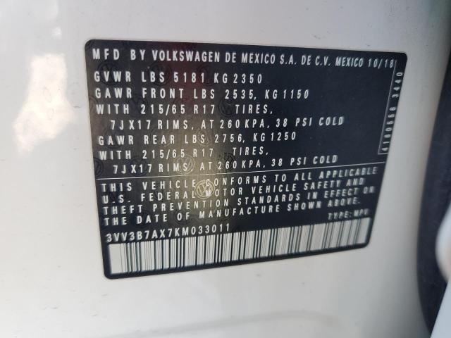 3VV3B7AX7KM033011 - 2019 VOLKSWAGEN TIGUAN SE Weiß Foto 13
