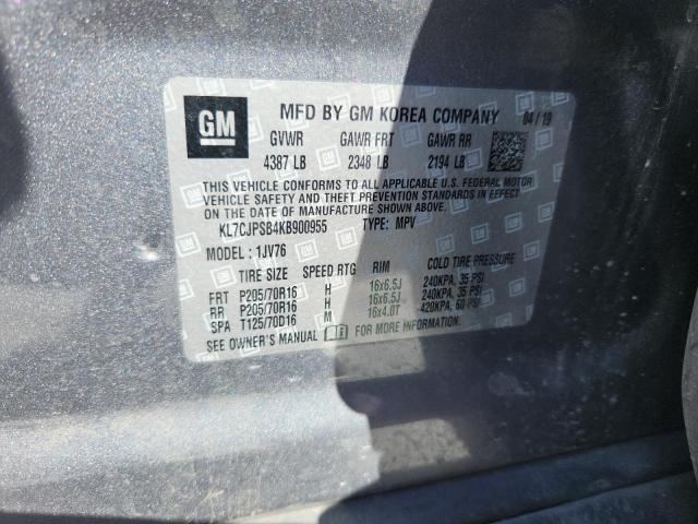 KL7CJPSB4KB900955 - 2019 CHEVROLET TRAX 1LT GRAY photo 13