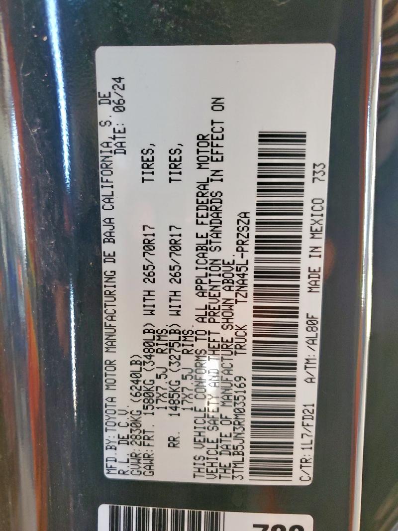 3TMLB5JN3RM035169 - 2024 TOYOTA TACOMA DOUBLE CAB Сірий фото 13