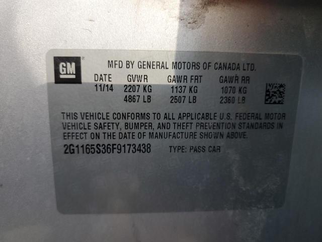 2G1165S36F9173438 - 2015 CHEVROLET IMPALA LTZ SILVER photo 13