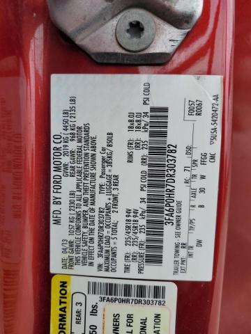 3FA6P0HR7DR303782 - 2013 FORD FUSION SE Rouge photo 12