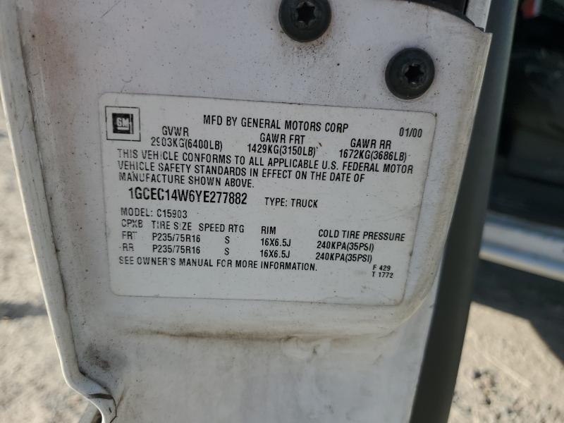 1GCEC14W6YE277882 - 2000 CHEVROLET SILVERADO C1500 白色 照片 12