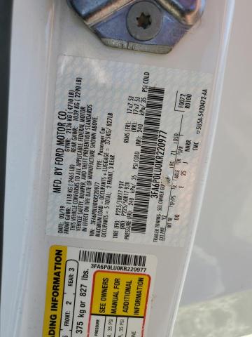 3FA6P0LU0KR220977 - 2019 FORD FUSION SE Blanc photo 13