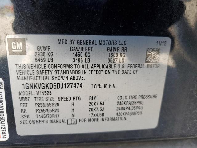 1GNKVGKD6DJ127474 - 2013 CHEVROLET TRAVERSE LT Սև լուսանկար 13