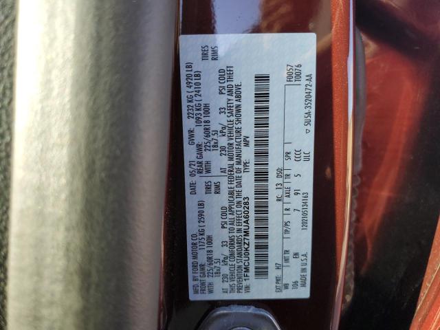 1FMCU0KZ7MUA60283 - 2021 FORD ESCAPE SEL MAROON photo 13