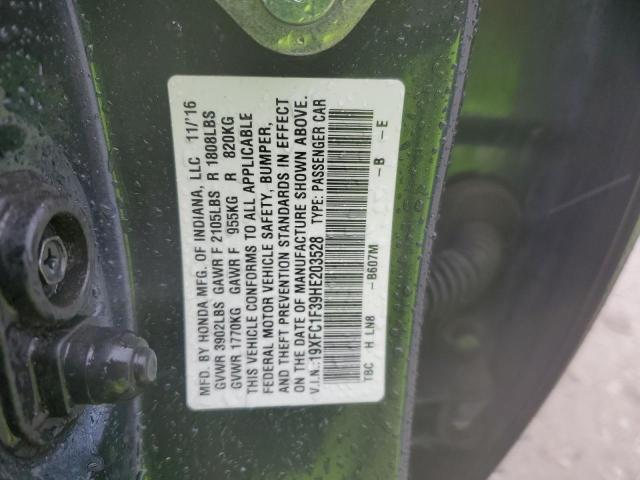 19XFC1F39HE203528 - 2017 HONDA CIVIC EX ლურჯი ფოტო 12