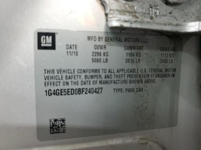 1G4GE5ED0BF240427 - 2011 BUICK LACROSSE CXS Серебристый фото 12