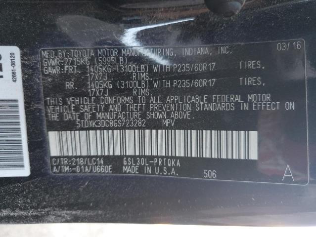 5TDYK3DC8GS723282 - 2016 TOYOTA SIENNA XLE BLACK photo 27
