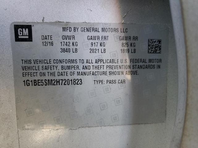 1G1BE5SM2H7201823 - 2017 CHEVROLET CRUZE LT SILVER photo 12